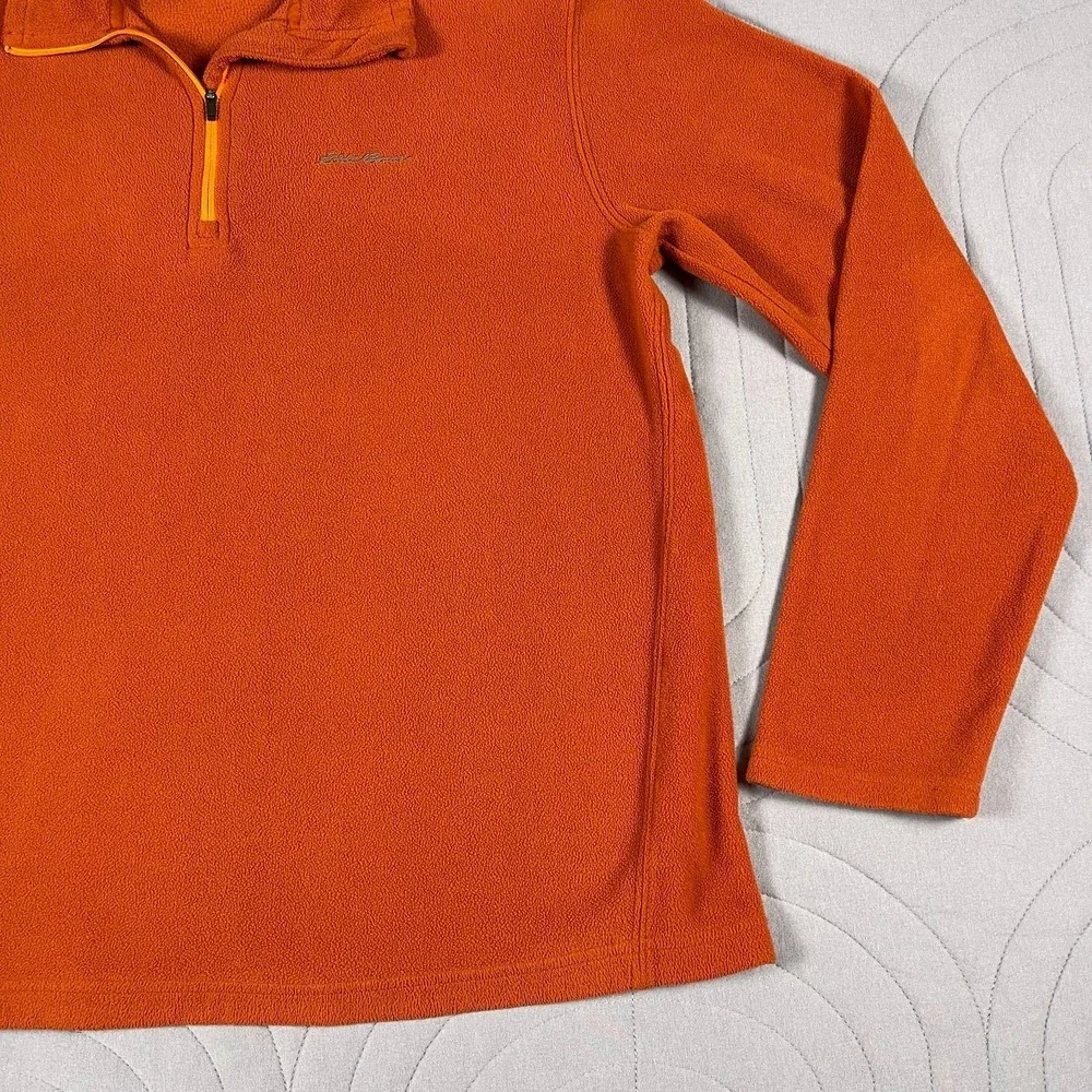 Eddie Bauer Men's Fleece 1/4 Zip Pullover Sweatshirt Size Medium Orange Polartec